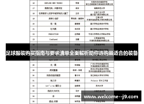 足球服装购买指南与要求清单全面解析助你选购最适合的装备