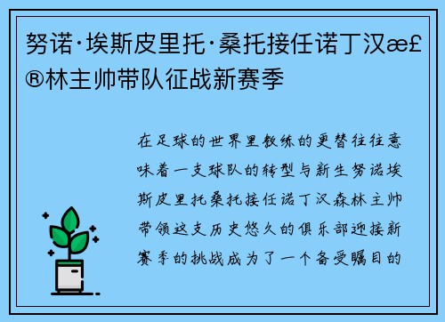 努诺·埃斯皮里托·桑托接任诺丁汉森林主帅带队征战新赛季 努诺·埃斯皮里托·桑托接任诺丁汉森林主帅带队征战新赛季